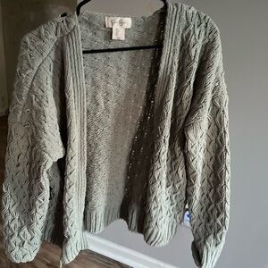 Mint green cardigan, full sleeves , Medium and/or Large